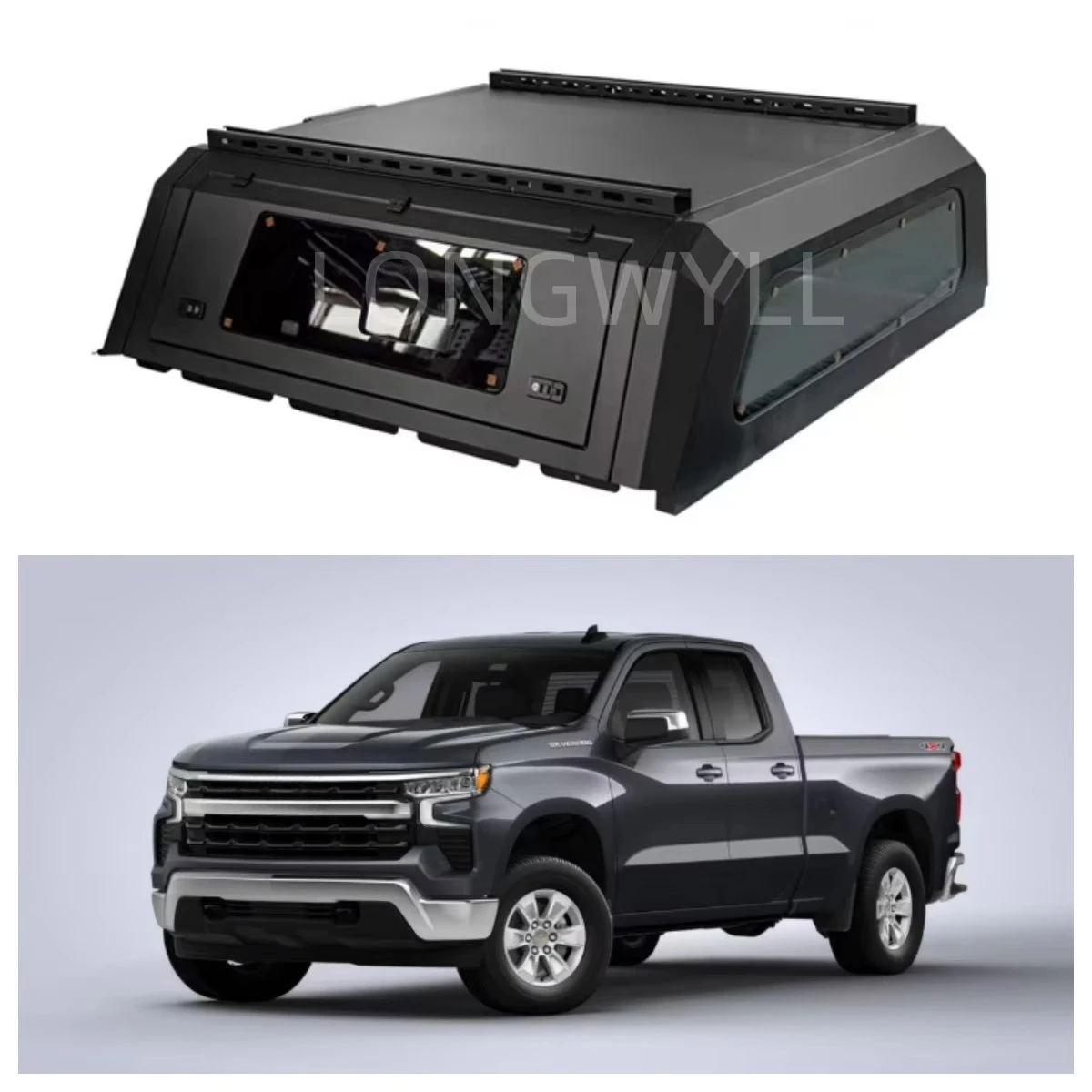 

Heavy-Duty Waterproof Anti-Rust Aluminum Alloy Pickup Truck Canopy for Silverado 5.7ft Truck Bed Camper Shell Smart Ram