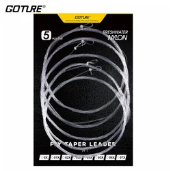 Linha de pesca com mosca líder Goture-Tapered com laço, linha de nylon clara, 5PCs, 9FT, 2.74M, 0X, 1X, 2X, 3X, 4X, 5X, 6X, 7X