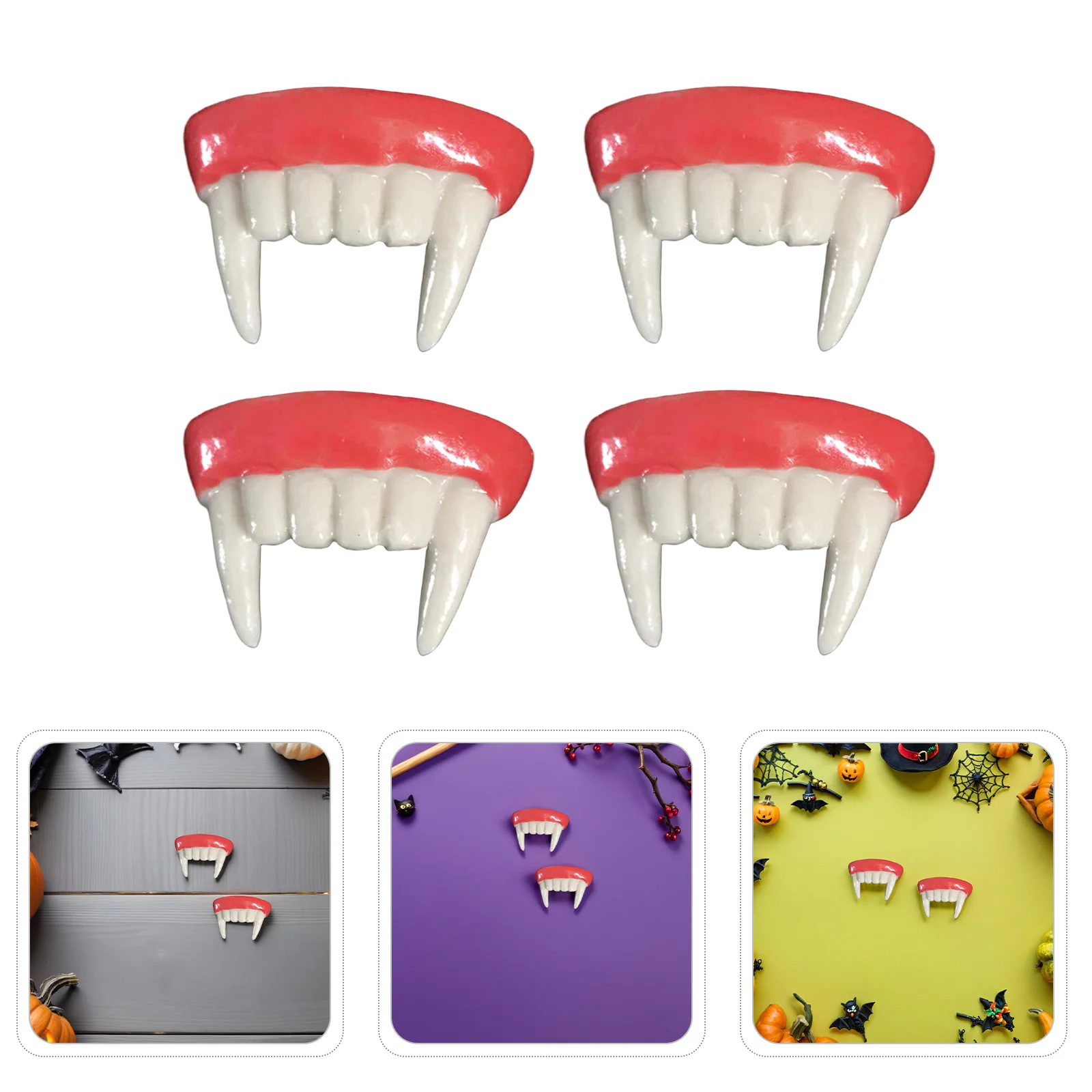 

4 Pcs Fake Vampire Teeth False Tooth Fangs for Cosplay Halloween Costumes Cap Teeeth
