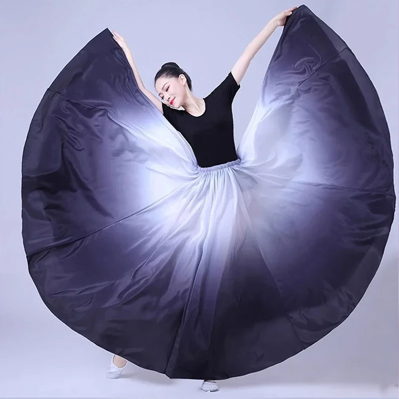 Gradient Color Bally Dancing Costumes for Adult Woman Team Stage Performance Big Swing Satin Silk Gypsy Spanish Flamenco Skirt