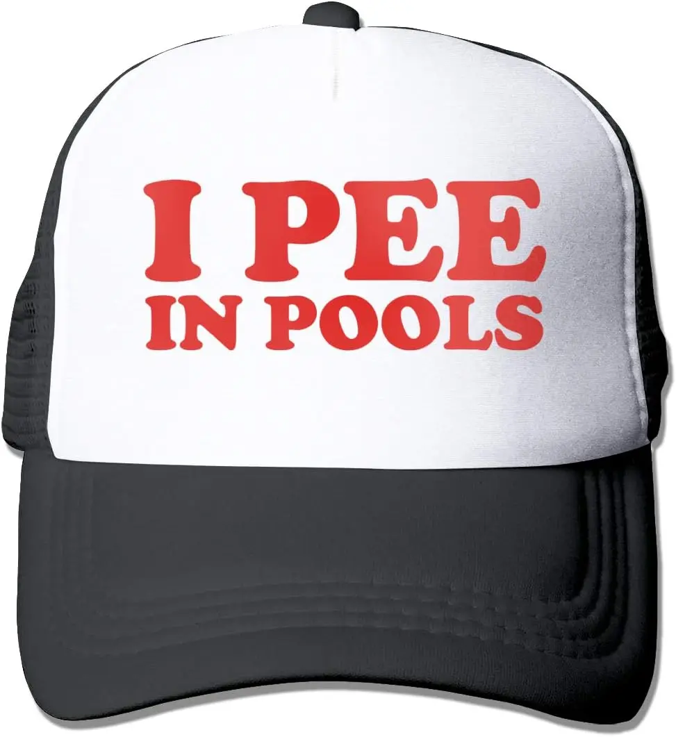 I Pee in Pools Funny Dare Gag Gift Joke - Adult Trucker Cap Hat Black