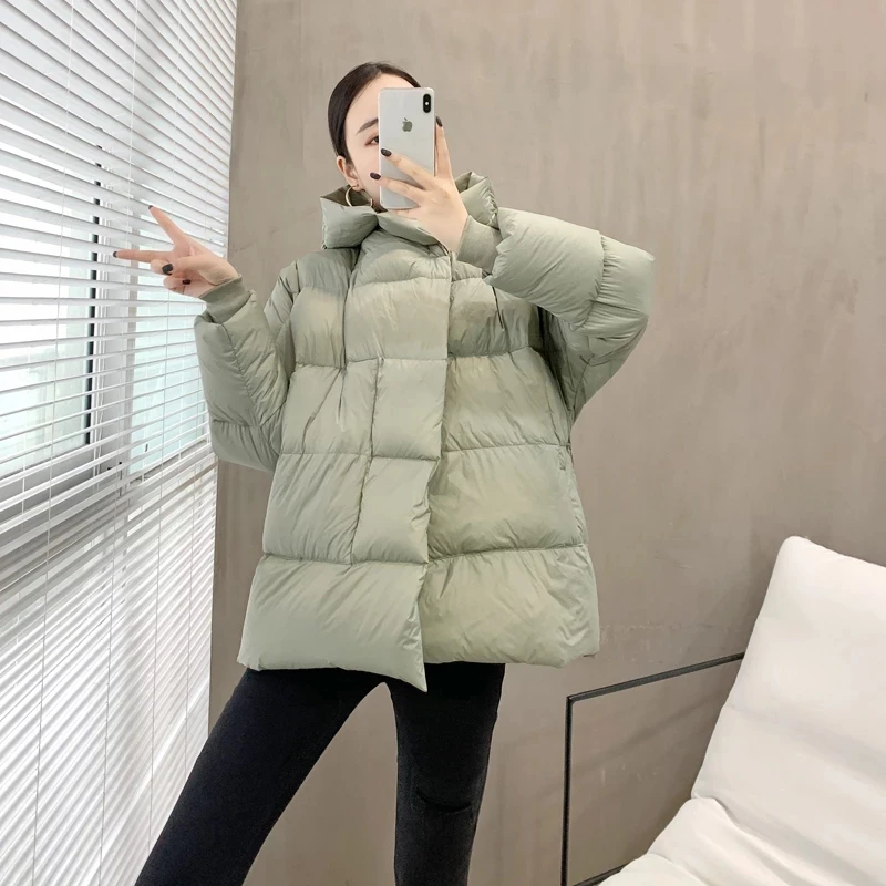 Women\'s Winter Down Jacket 2022 New Oversized Hooded Puffer Coat Female Bat Sleeve Plus size Casual Loose Thick Warm Overcoat