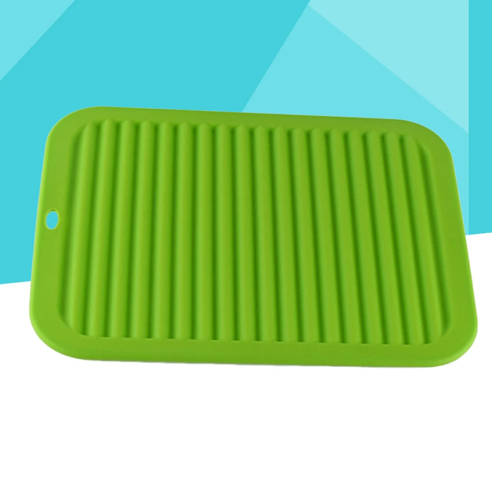 

Silicone Insulation Mat Heat Resistant Non-Slip Drain Tray For Kitchen Dishes Cups Fruits Vegetables Wave Pattern Easy