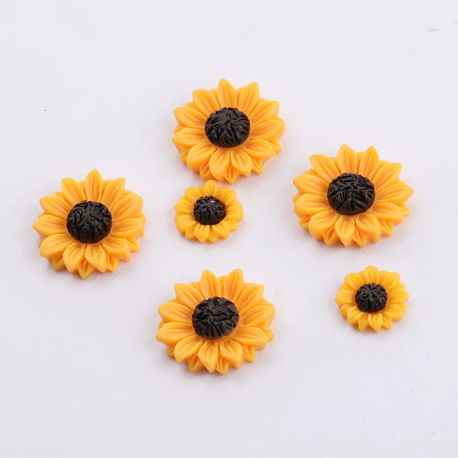 10Pcs/lot Daisy Flower Flat Back Resin Cabochon Scrapbooking Flatback Resin Cabochons for Bows Jewelry Accessories 15/18/25mm