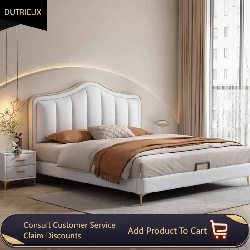 

Queen Bedroom Double Bed Soft Waterproof Wood European Wooden Upholstered Beds Twin Luxury Modern Camas De Dormitorio Furniture