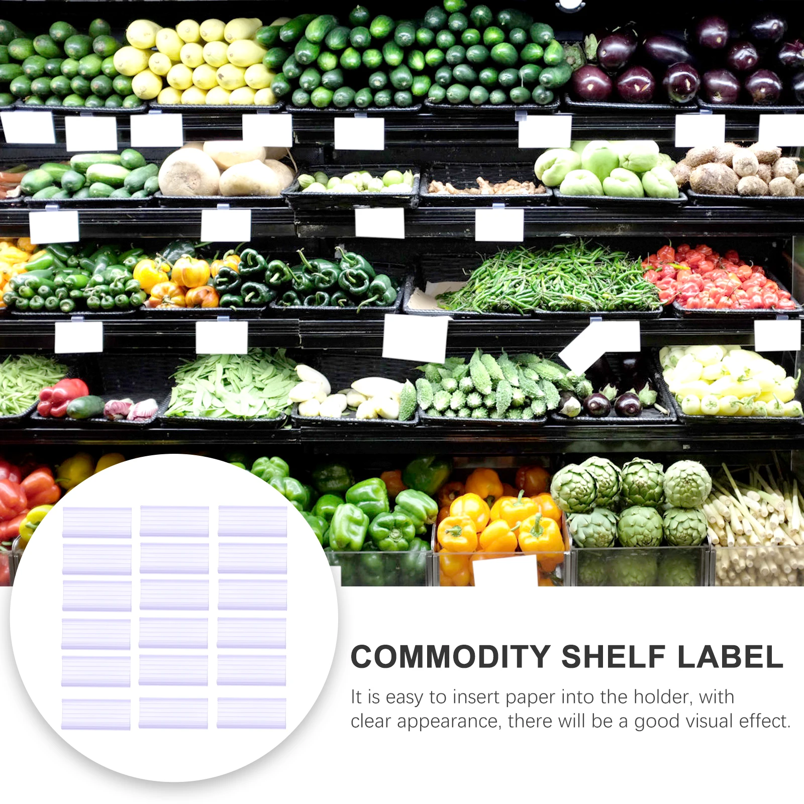 

20 Pcs PVC Transparent Label Holders Price Tag Display St Rack Retail Goods Shelf Storage Supermarket Home ganization