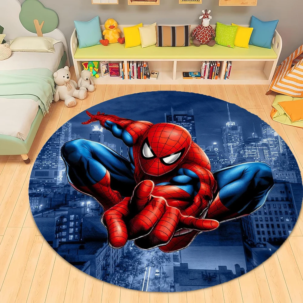 MINISO Disney Spiderman Rug Anti-slip Area Rugs Round Carpet for Living Room Kitchen Bedroom Sofa Rugs Kids Bedroom  Floor Mat