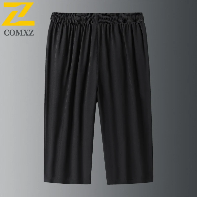 Summer Sports Shorts Men's Casual Nylon Ice Silk Stretch 3/4 Short Capris Pants Jogger Man Gym Training Quick Dry Bermuda Shorts