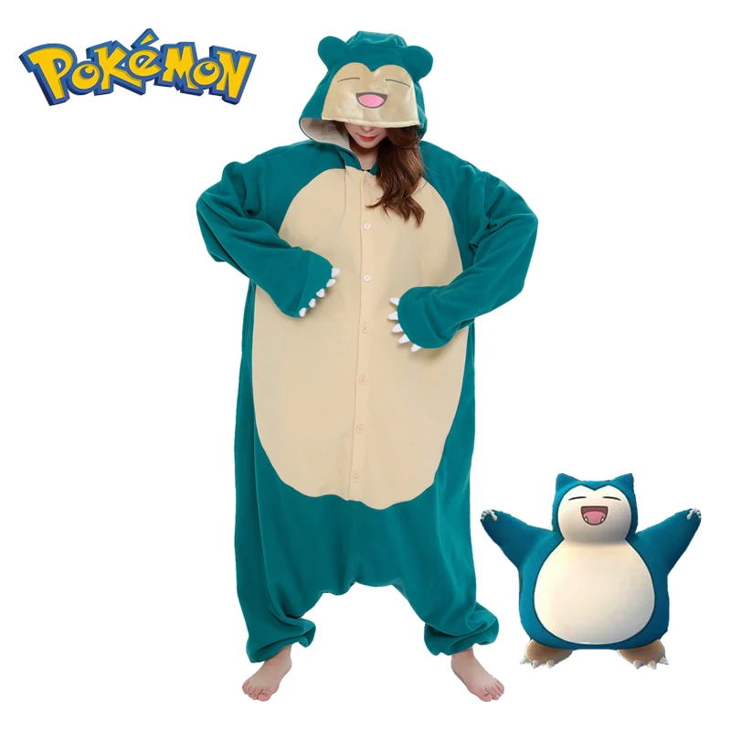 Pokemon Onesie Snorlax Cosplay Costume Christmas Pajamas Fleece Women One-Piece Kigurumi Full Body Pijama Anime Whole Clothes