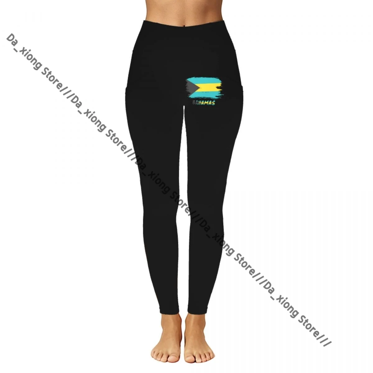 Women Slim Fit Yoga Pants With Pockets Bahamas Bahamian Flag Hip Lifting Sports Fitness Pants