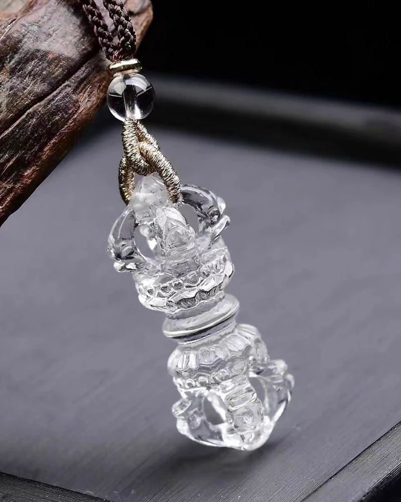 White crystal diamond pestle,five strand hollowed out exquisite lotus diamond pestle pendant,men's and women's styles,auspicious