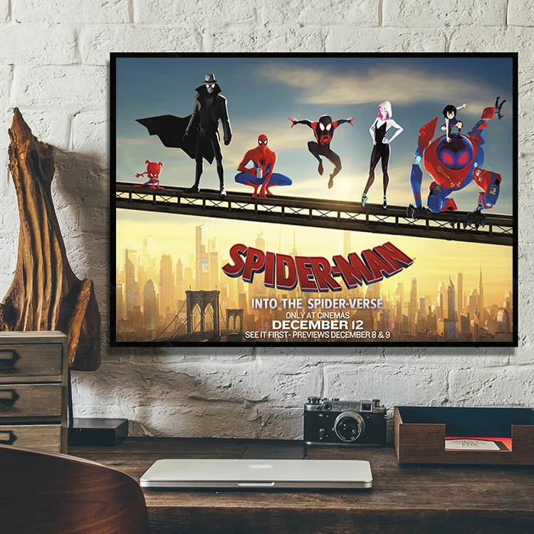 مينيسو الرجل العنكبوت: الكون المتوازي ملصق الفيلم الديكور غرفة قماش اللوحة