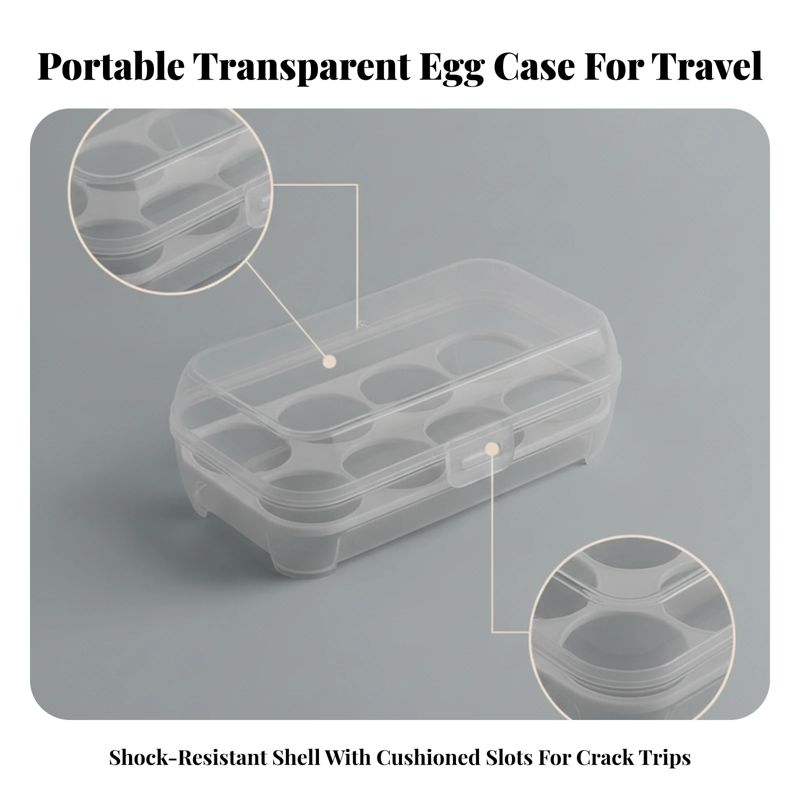 Egg Storage Box with Hinged Lid Compact Egg Storage Box with Hinge Lid Clear Lightweight for Campers, Refrigerator, Camping