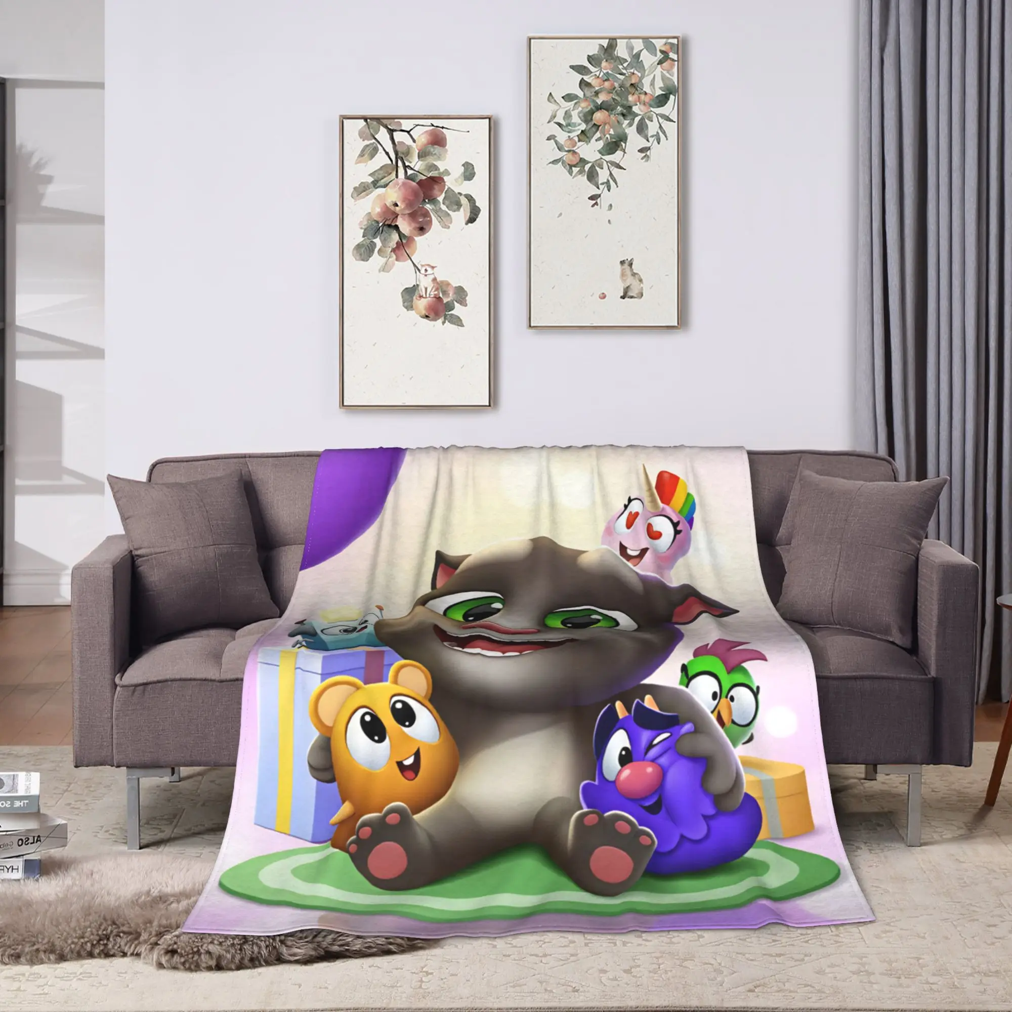 Game T-Talking T-Tom And F-Friends Throw Blanket  Flannel Bedspread For Couch Chair Sofa Bed Novelty Sofa Bed Cover