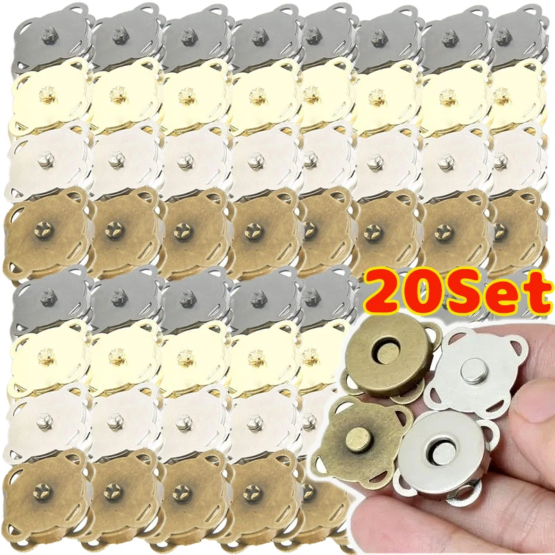 20sets Bags Magnetic Snap Button Fastener Clasps Buttons Handbag Purse Wallet Craft Bags Parts Mini Adsorption Buckle 14/18mm