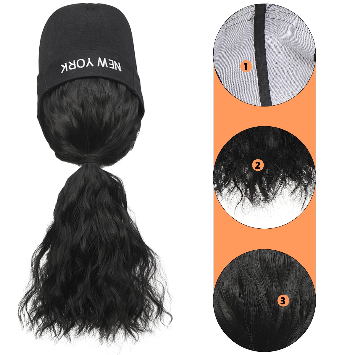 Wig topi atas kosong sintetis topi matahari kepala wanita keriting alami wig tahan panas ekstensi rambut keriting keriting afro