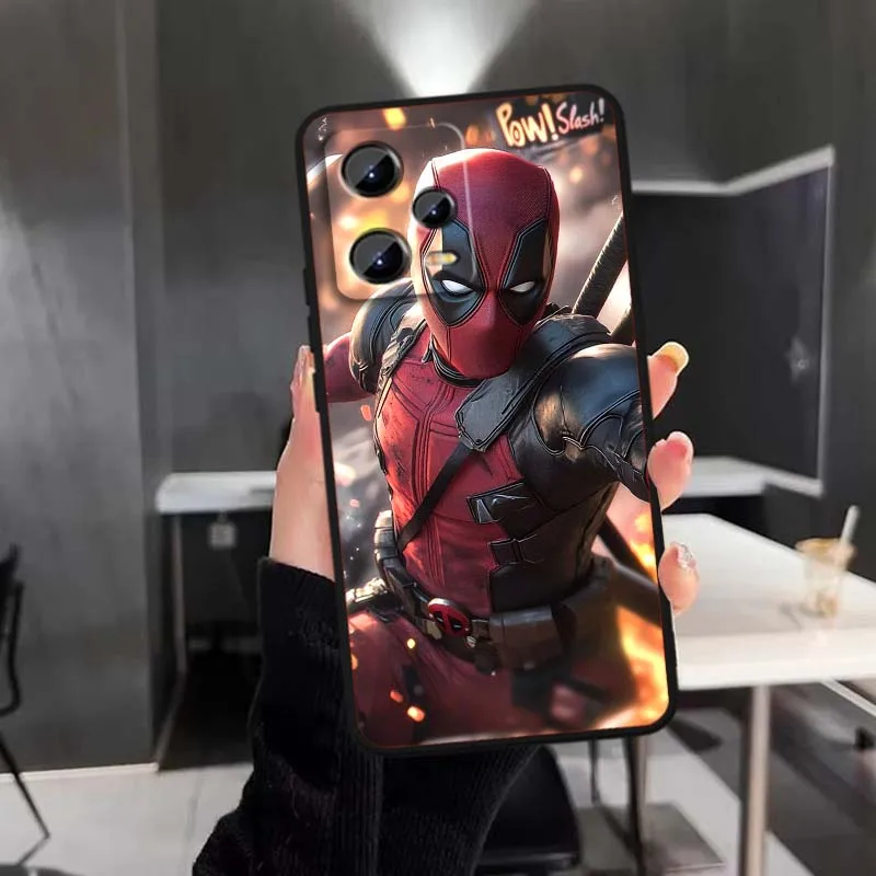 M-Marvels D-Deadpools Cool لـ Xiaomi Redmi Note 15 14 13 12 12S 11E 11 11S Pro Plus 4G 5G غطاء أسود ناعم من البولي يوريثان الحراري