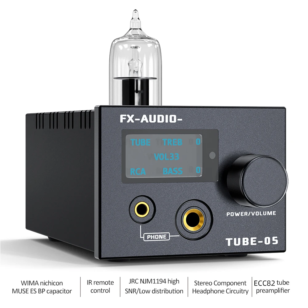 Fx-audio- TUBE-05 ECC82 vacuum TUBE machine ear put HIFI front discrete components headphone amplifier with remote control