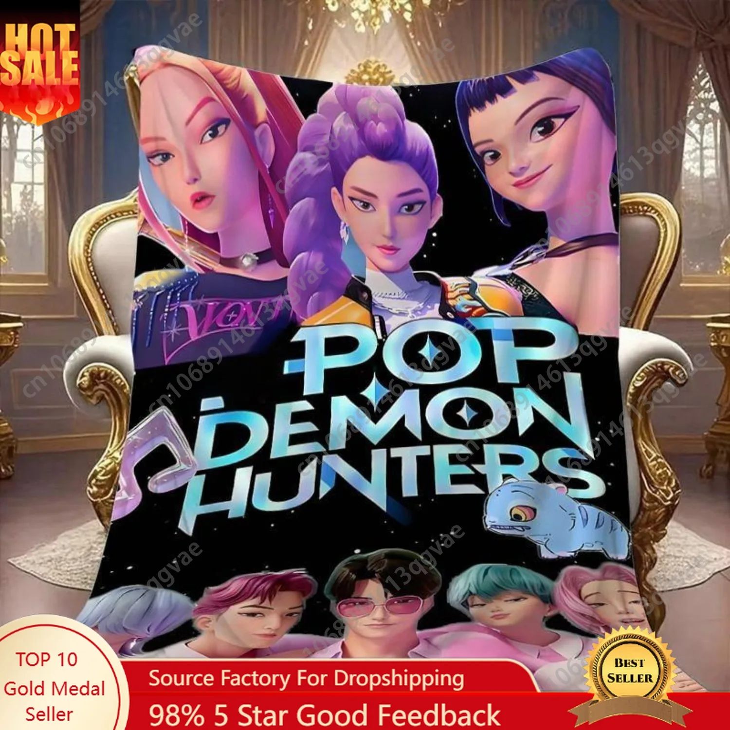 

K-Kpop DemonS Blanket Soft Flannel Kpop Blanket Fans Gifts Suitable for Sofa Beds Living Rooms Suitable for Children