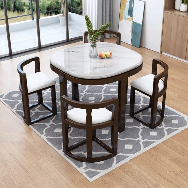 

Decorations Extendable Dining Table Set Chairs Modern Kitchen Round Dining Table Marble Restaurant Tavoli Da Pranzo Furniture