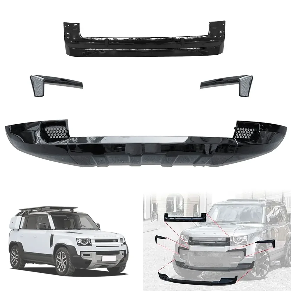 Car Accessories Front Bumper Air Deflector Lip Spoiler Mid-Grid Decorative Strip Cover  for Land Rover Defender 90 110 130 2020+