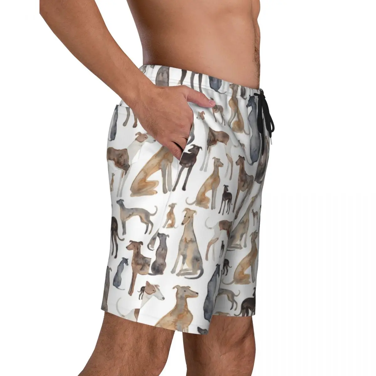 Troncos de natação personalizados masculinos, moda praia seca rápida, Boardshorts, bonito Sighthound, ternos de banho, Shorts Board