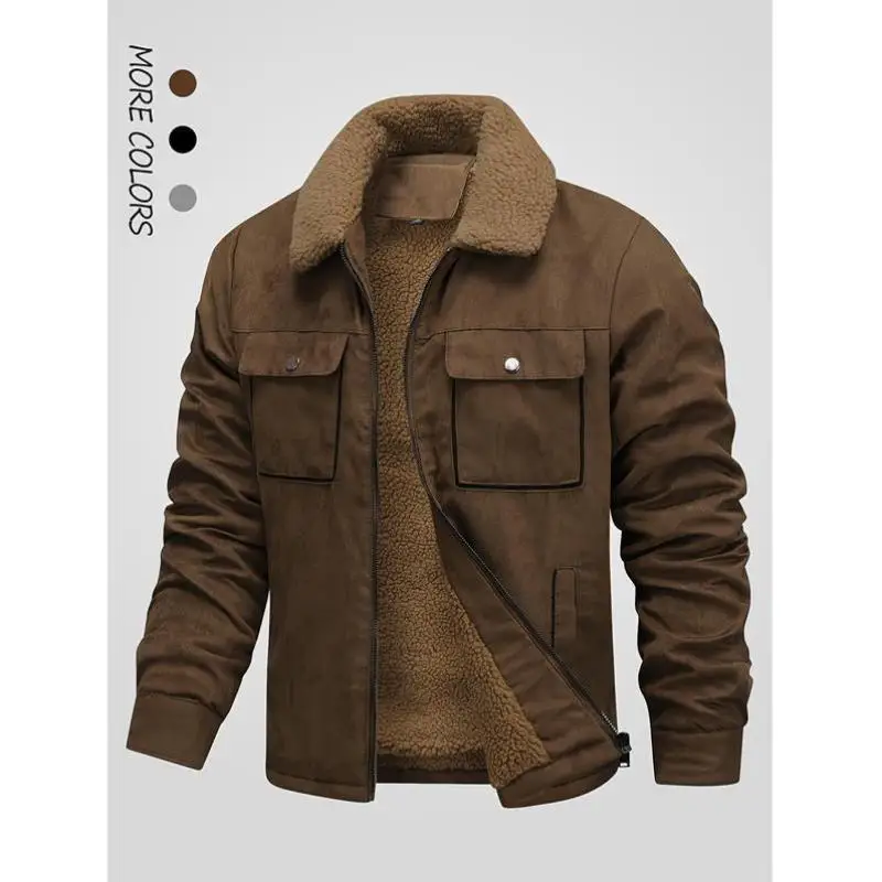 

Men's Winter Jaet Woolen Waist-Cinching V-Ne ort Length Seven-Quarter Sve Faionable And Comfortable