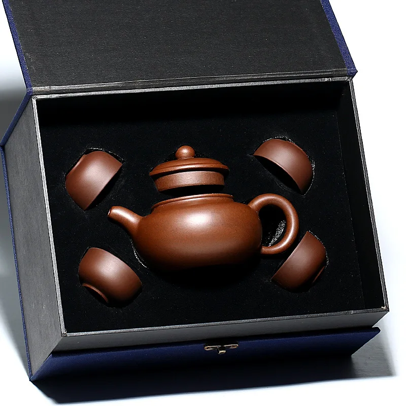 5pcs Kung Fu Tea Set [1 Teapot + 4 Cups Set] 150ml Chinese Xi Shi Porcelain Tea Sets Ceramic Yixing Purple Clay Kettle