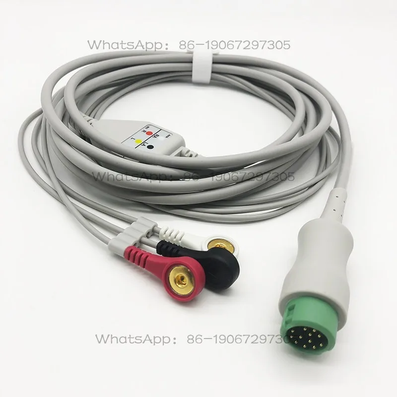 PM10/PM7000/T5 integrated American standard button ECG lead cable