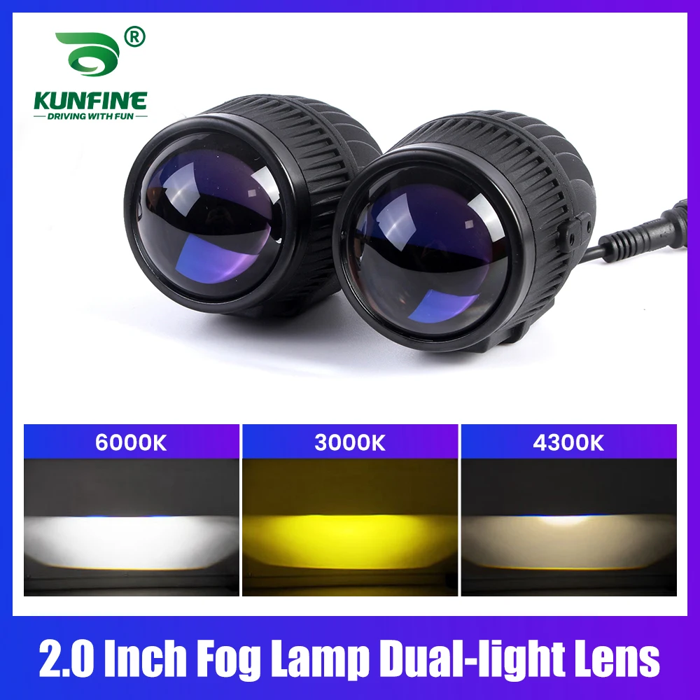 2Pcs 2.0 Inch Projector Lens Bi Led Fog Lights Headlight Fog Lamp For Toyota Kia Nissan Buick Chevrolet Mazda Mitsubishi Honda