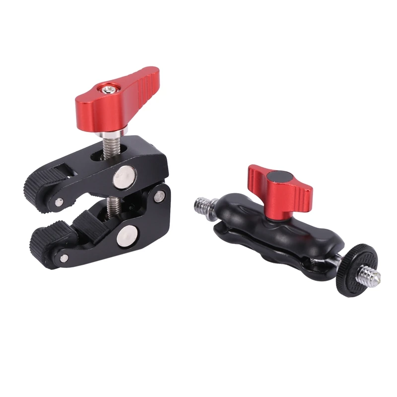 A53M Slr Camera Magic Arm Double Hot Shoe Ball Head Clip Monitor Bracket