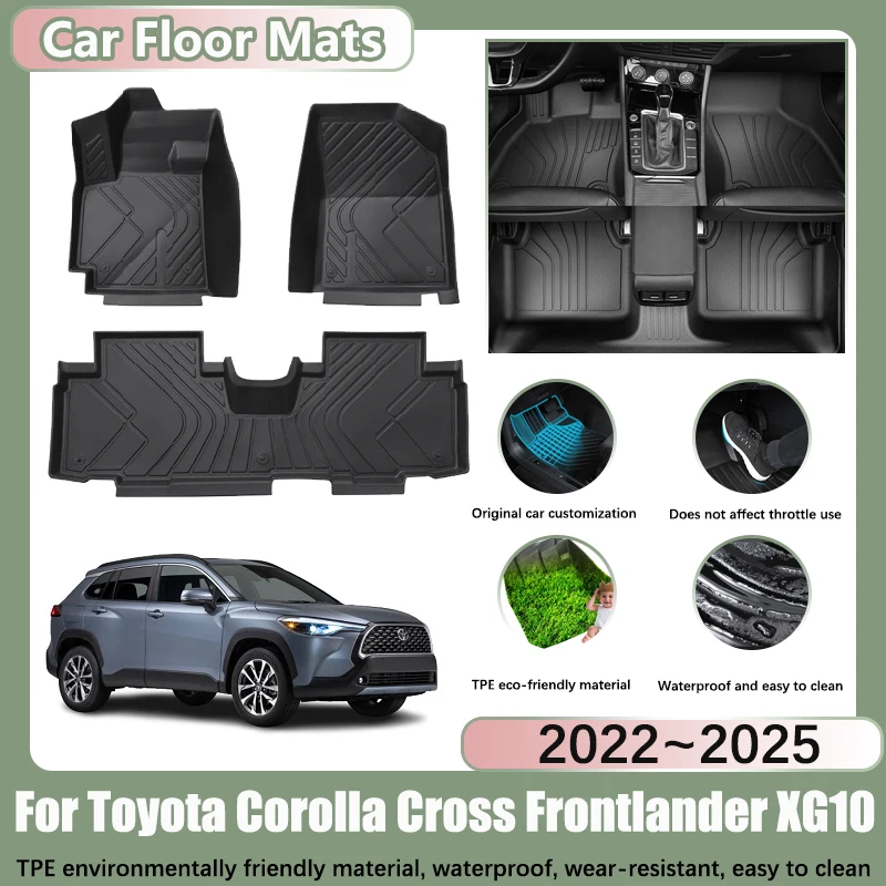 

Автомобильный коврик с левым рулем для Toyota Corolla Cross Frontlander XG10 2022-2025 2023, автомобильные водонепроницаемые подушечки из ТПЭ, аксессуары для подкладки на заказ
