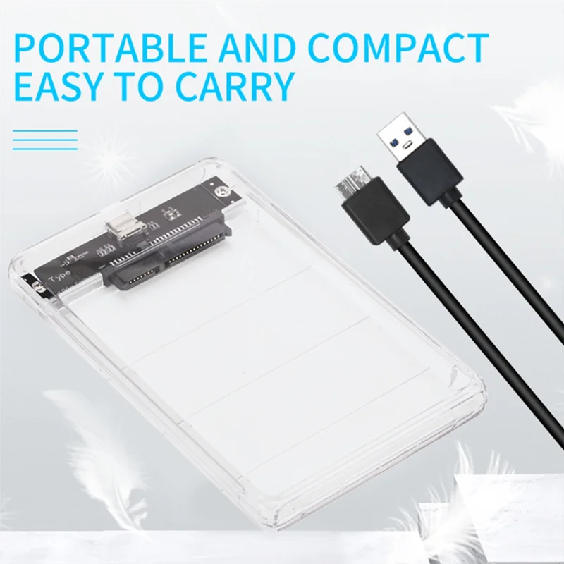 

Корпус для жесткого диска Durable-USB3.0/Type-C 2,5-дюймовый корпус для жесткого диска SSD SATA3 к USB 3.0 Прозрачная коробка для жесткого диска USB C Корпус для жесткого диска 5 Гбит/с, USB