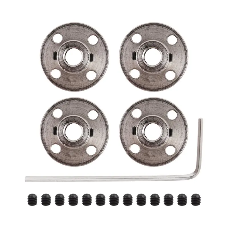 A33Z-4 Pcs 5Mm Metal Flange Shaft Coupling Rigid Flange Coupling Motors Guide Shaft Axis Bearing
