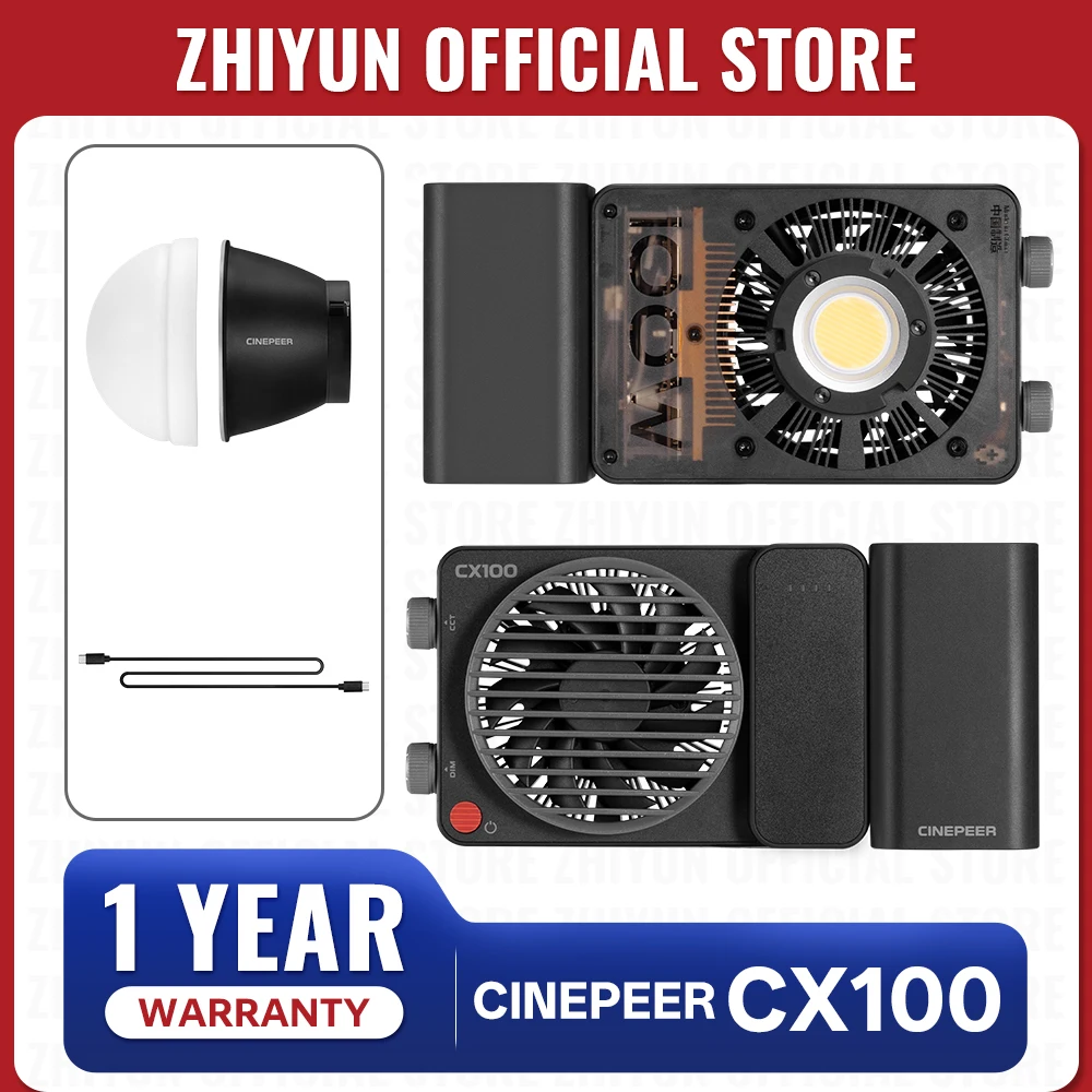 

ZHIYUN Official CINEPEER CX100 100W Handheld Led COB Light 2700K 6200K Pocket Video Light Photo Fill Light Photography Lighting