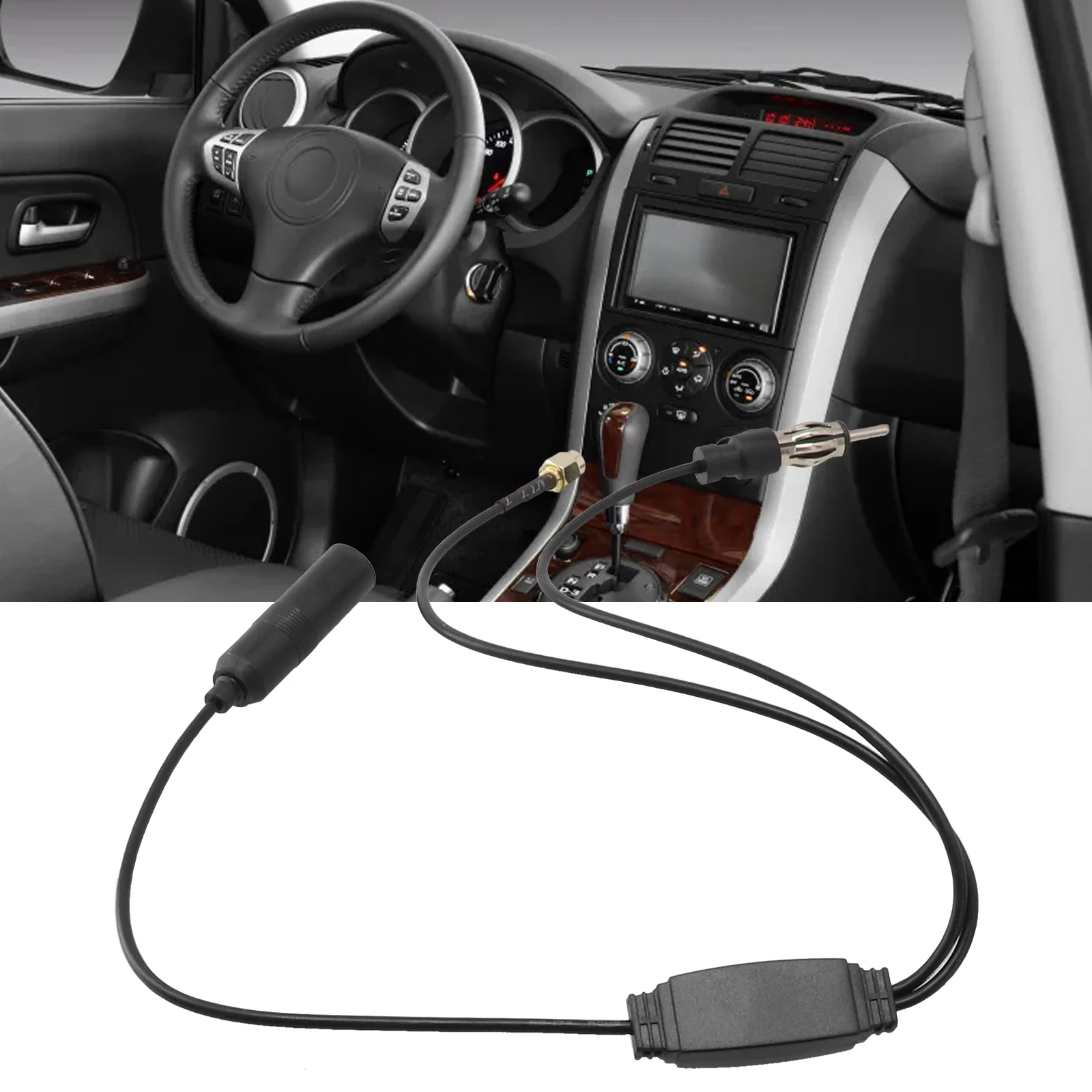 FM/AM DAB Car Radio Active Antenna Aerial Splitter Adapter Cable SMA Converter Radio Signal Amplifier Car Radio Plug