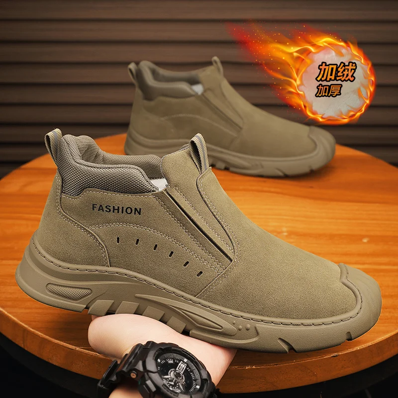 Men Snow Boots Wear-resistant Hiking Shoes Outdoor Walking Shoes for ManComfortable Flat Walking Shoes for Men botas para hombre