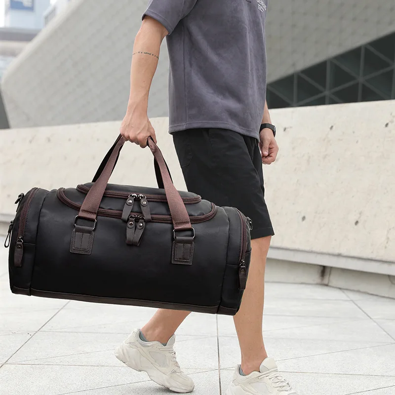 

NEW Men's fitness bag casual travel handbag trendy PU leather large Capacity Shoulder bag Sport gym Crossbody bag for men