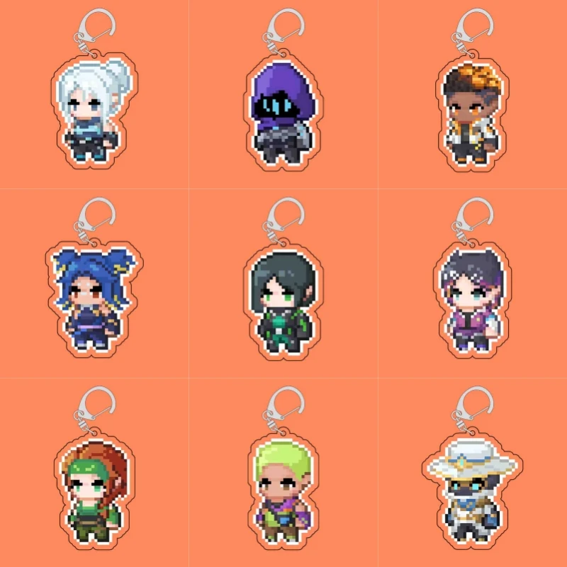 

Game Valorant Acrylic figure Keychain Pixel Style Creative Exquisite Hanging Keychain Charms Collection Gifts
