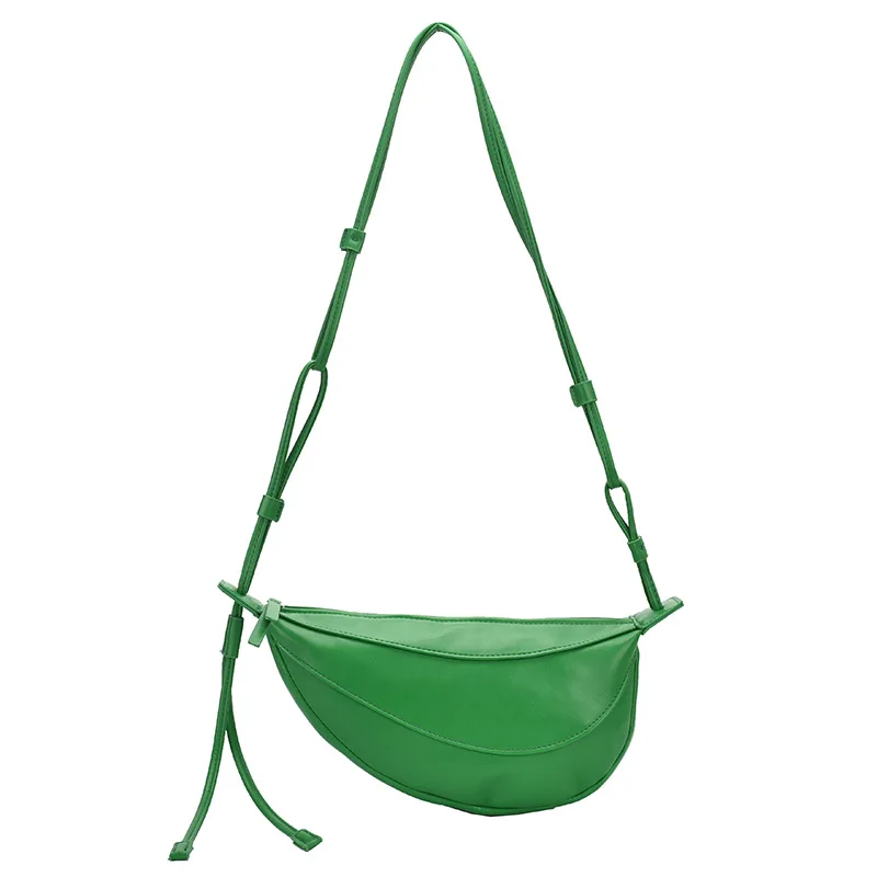 2024 Fashion Green Dumplings Bags For Women Luxury Designer Handbag Leather Chest Bag The New Shoulder Crossbody Banana Bag