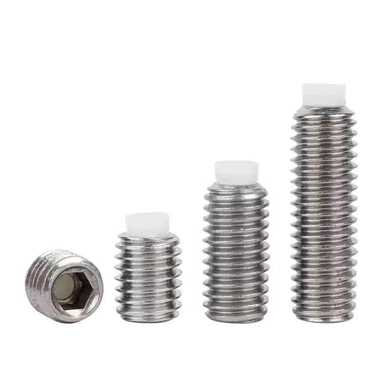 M2 M2.5 M3 M4 M5 M6 M8 M10 M12 M16 304 Stainless Steel Hexagon Socket Plastic Nylon Dog Convex End Point Tip Grub Bolt Set Screw