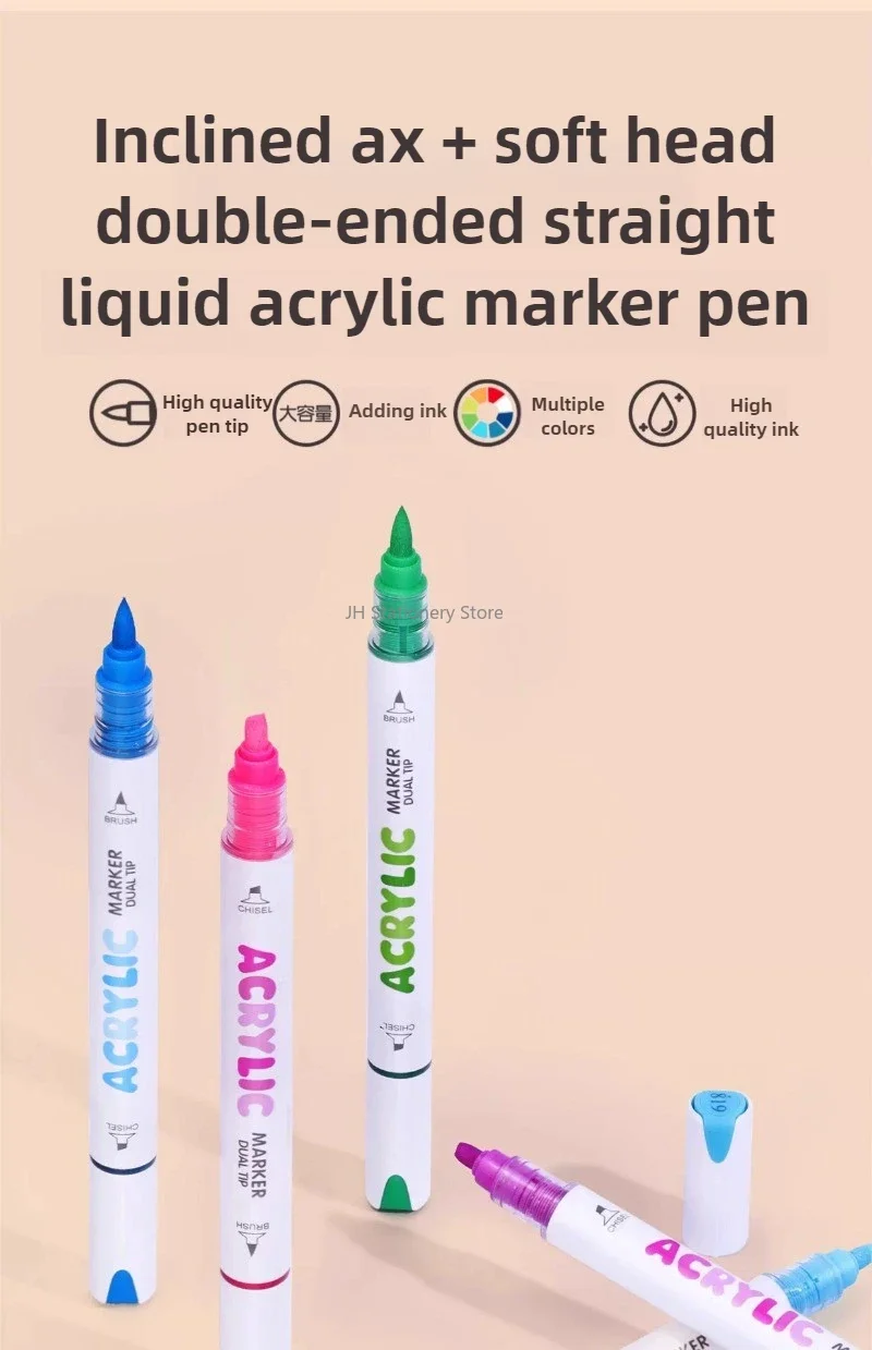 GuangNa Dual Tip Neuer drückenfreier Student Malerei Handzeichnung Acryl Marker Gerader flüssiger wasserdichter Graffiti-Stift – Detail 1
