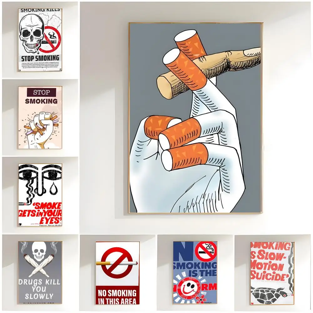 Retro Safety Sign Warning Logo Ban No Smoking Retro Poster Premium Wall Decor Modern Home Poster Unframed