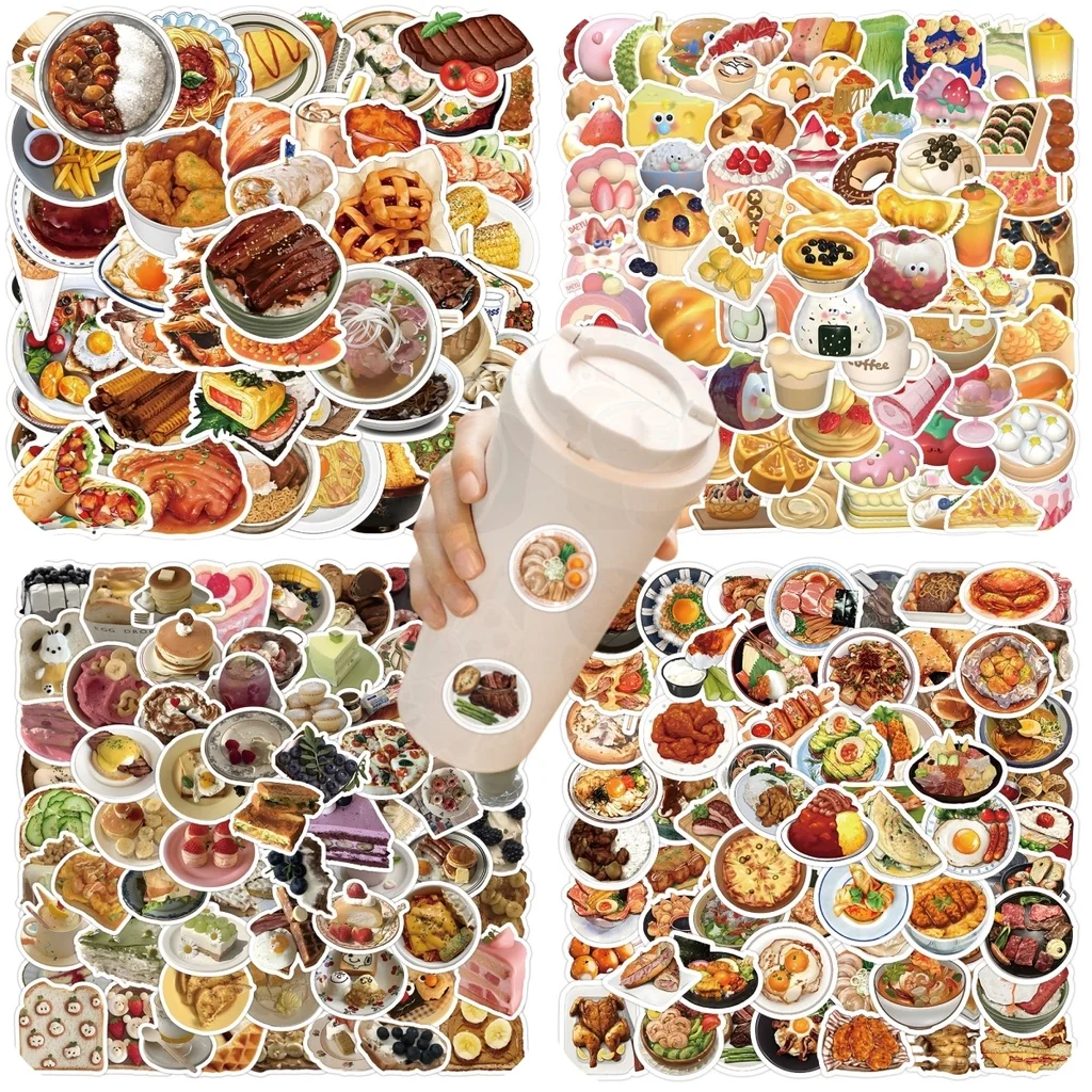 

100/63PCS Realistic Food Cake Dessert Graffiti Stickers For Helmet Hand Account Pencil Case Decals BulingBulingStickers Store