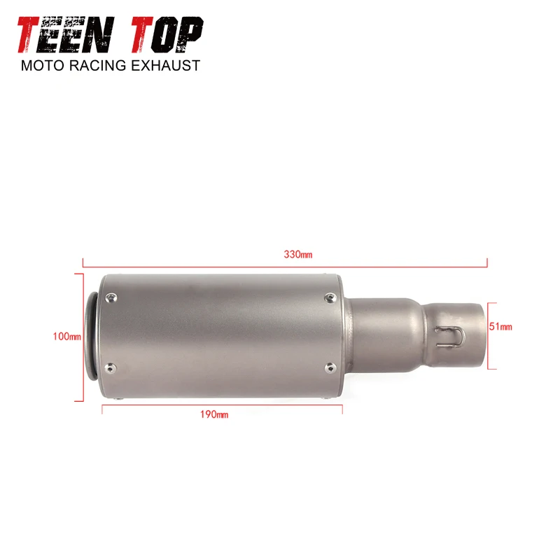 51mm Racing Motorcycle Muffler ZX10R ZX6R CBR1000 GSXR1000 GSXS1000F DL1050 GSR600 TRK502 Exhaust Muffler 330mm Sport Silencieux