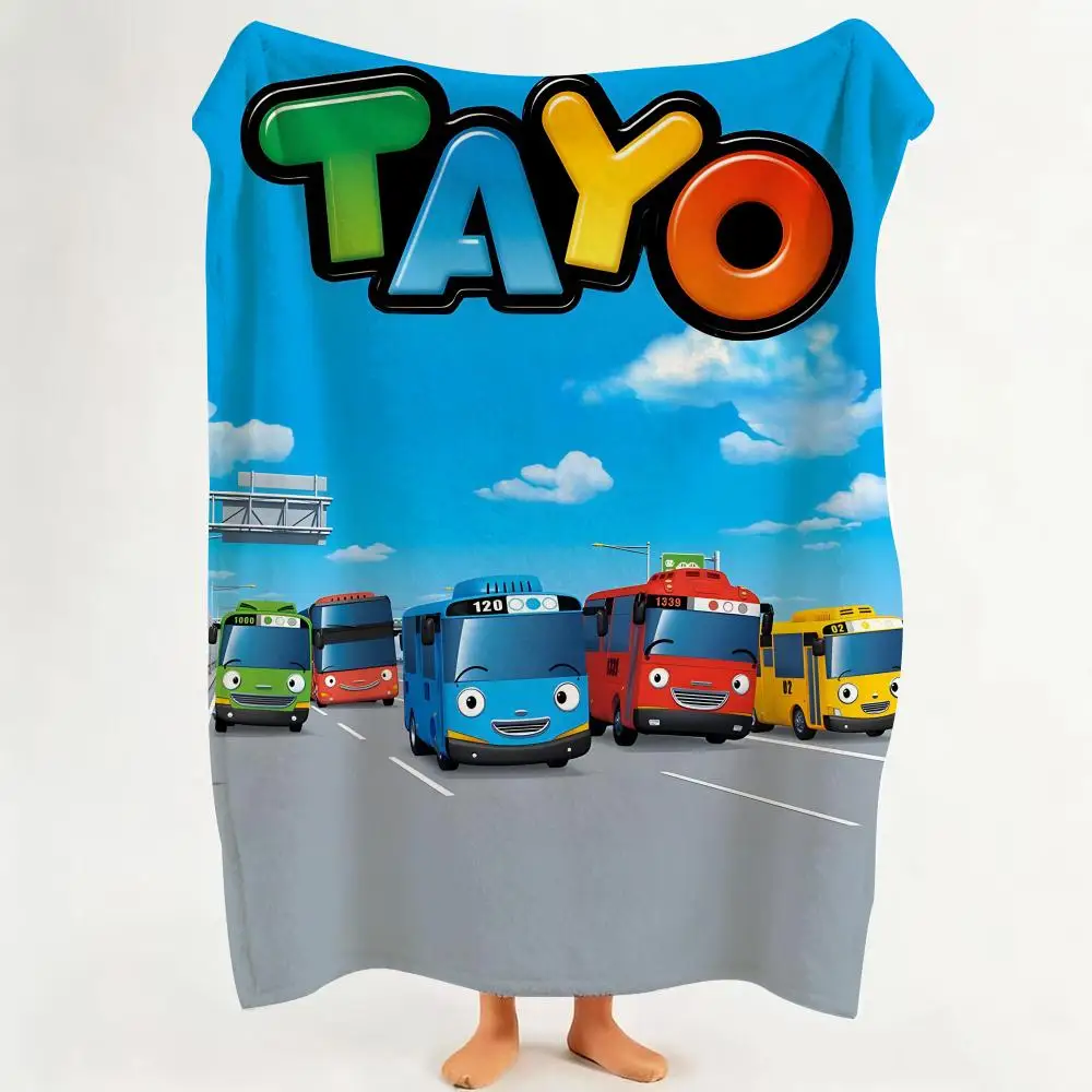 Movie T-Tayo T-The L-Little B-Bus Throw Flannel Throw Blanket Suitable for Sofa、Living Room、Bedroom