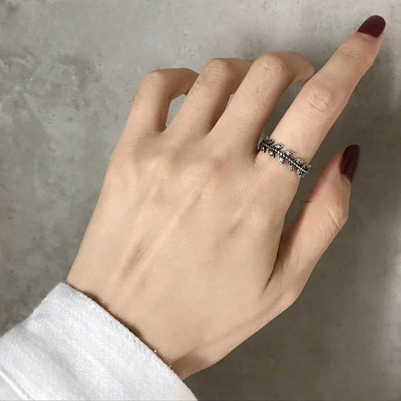 925 Sterling Silver Personality Leaf ​Adjustable Rings For Women Engagement Wedding Female Luxury Jewelry Jewellery Argent 925