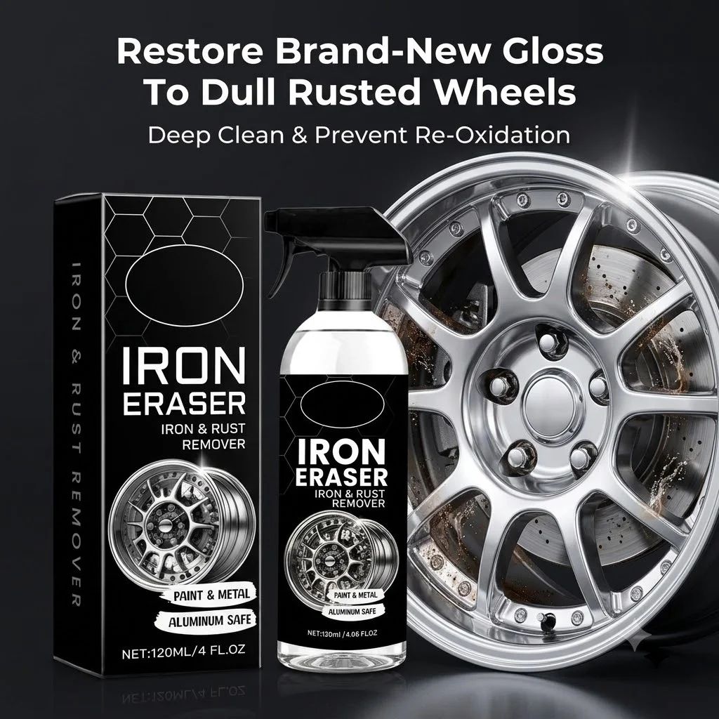 Car Iron Remover Spray Wheel Rust Brake Dust Cleaner Dissolve Iron Particles Non-Corrosive Safe Aluminum Alloy Wheel Car Paint