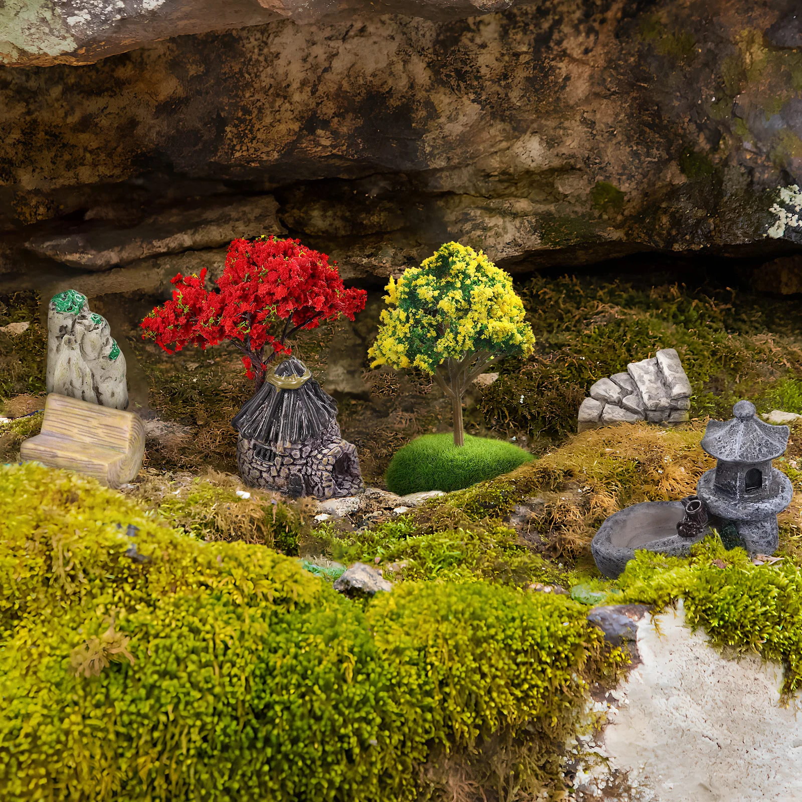 

1Set Fairy Garden Decor Set Miniature Trees Fences Stones Versatile Use Terrarium Mini Garden Accessories Miniature Things