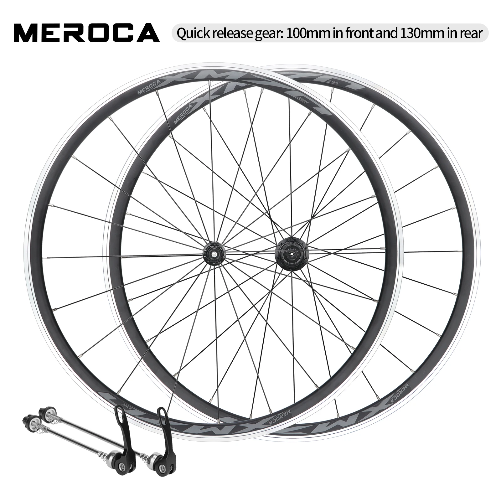 MEROCA-Paire de roues de vélo en alliage d\'aluminium ultra-léger, levier de dégagement rapide, frein sur jante, vélo de route, roue avant et